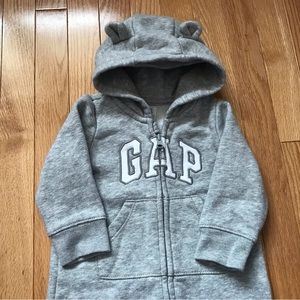 BABY GAP  Grey One Piece Fleece Zippered Footsie. 3 - 6 months
